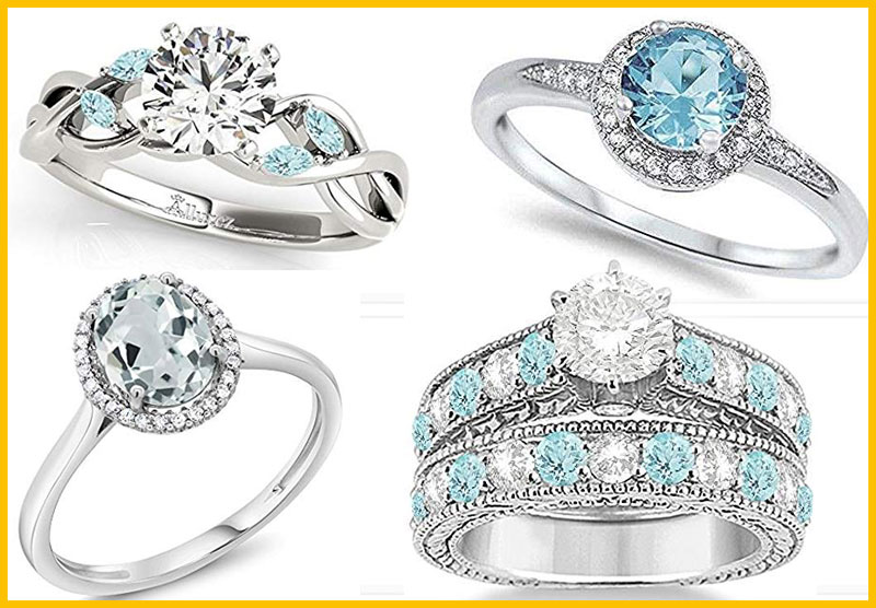 海蓝宝石订婚戒指