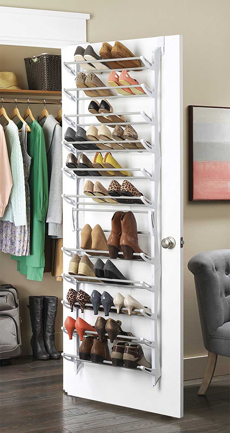 Adjustable Shelf Over-the-Door or Wall-Mounted Shoe Rack