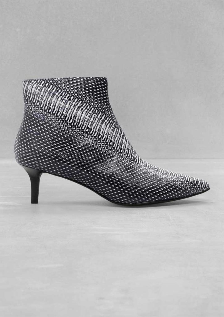 Reptile Texture Leather Ankle Boots