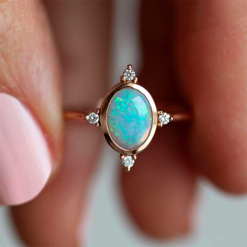 Oval Rose Gold Opal Ring