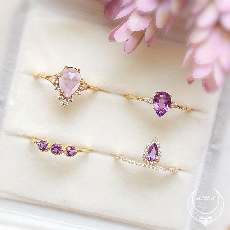 风格和削减的紫水晶宝石戒指