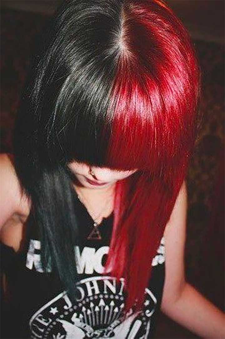 黑色和红色的头发
