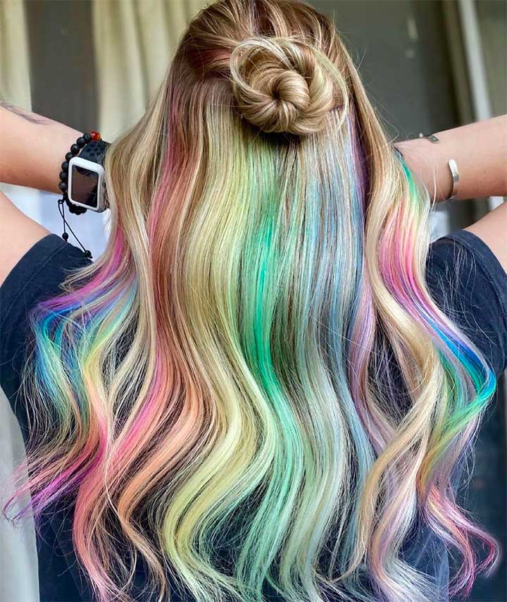 17个彩虹头发颜色的想法的女孩认为一种颜色是不够的