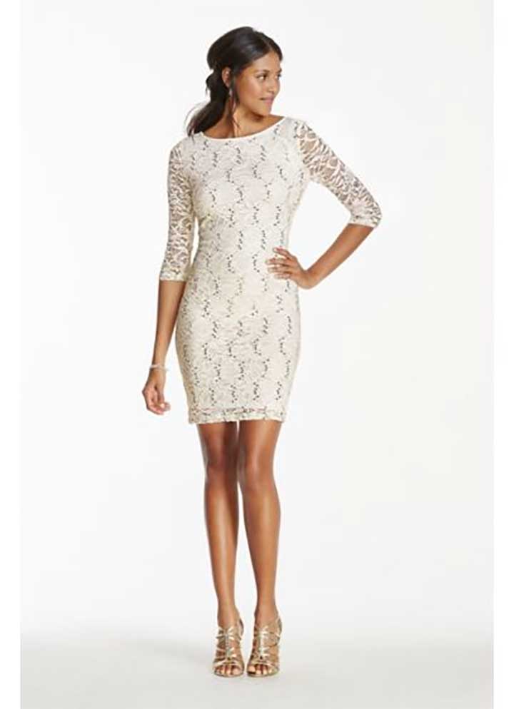 Long Sleeve Short Lace Dress With Sequins