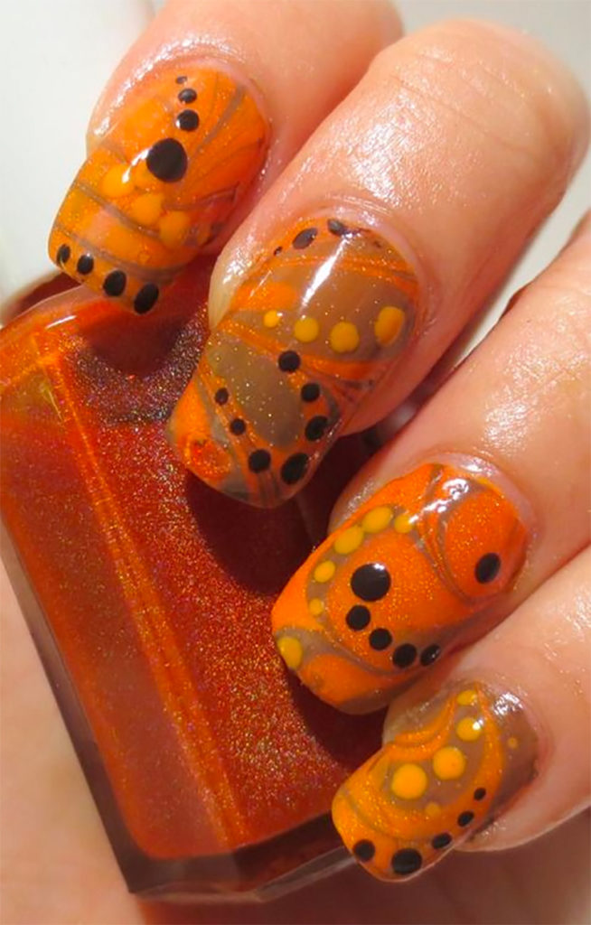 Orange Marble Nail Art