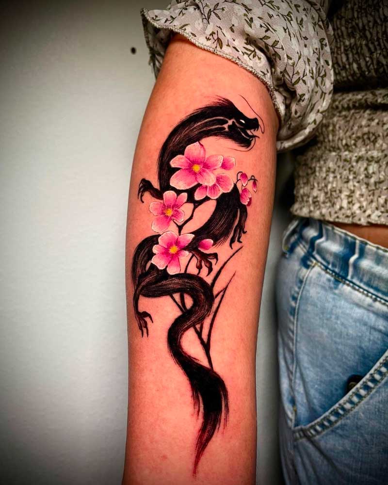 Dragon Cherry Blossom Tattoos