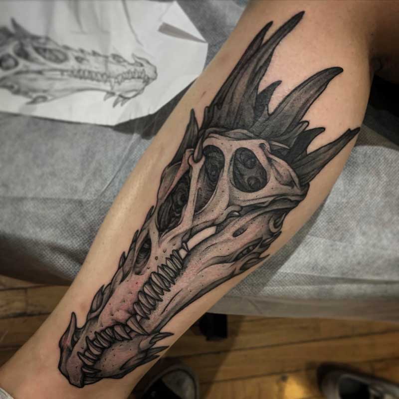 Japanese Dragon and Skull Tattoo