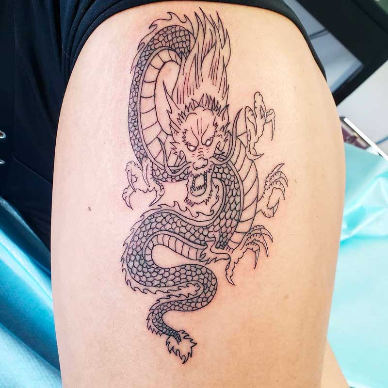 Linework Japanese Dragon Tattoos